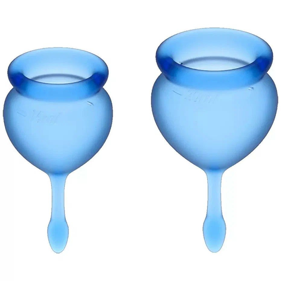 Набор менструальных чаш Satisfyer Feel good Menstrual Cup blue, голубой, 2 шт.  #1