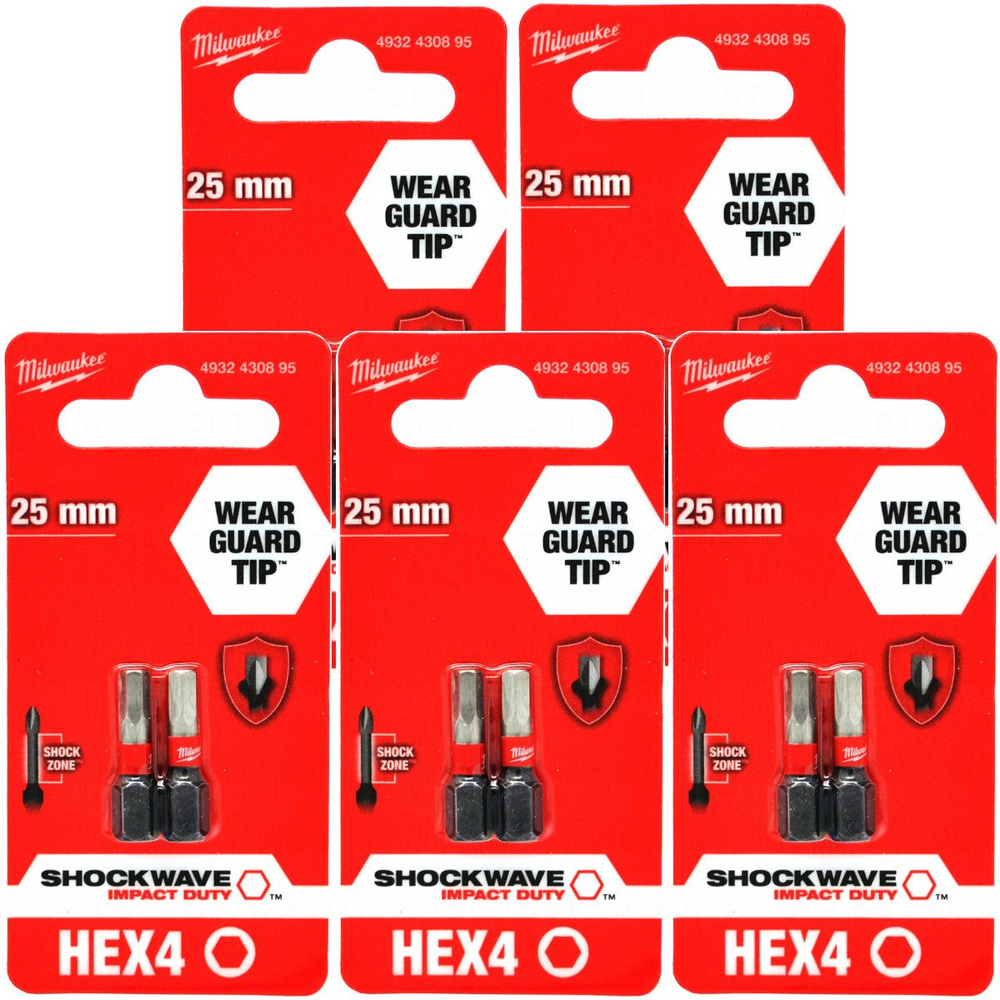 Hex H4x25мм (10шт) Бита для шуруповёрта ударная Shockwave MILWAUKEE #1