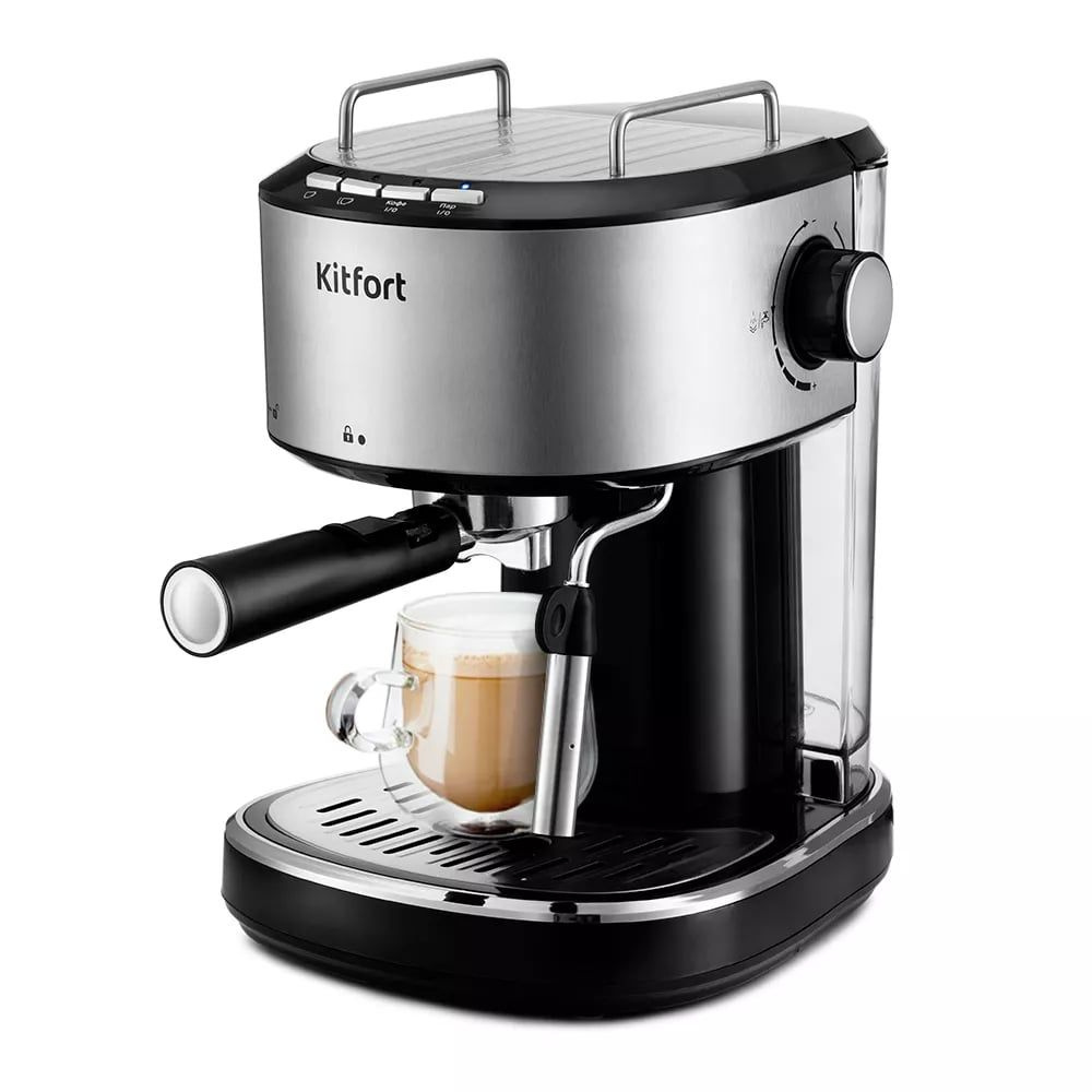 Кофеварка Kitfort KT-754 рожковая, мощность 850 Вт., емкость 1 л., давление 15 бар, капучинатор  #1
