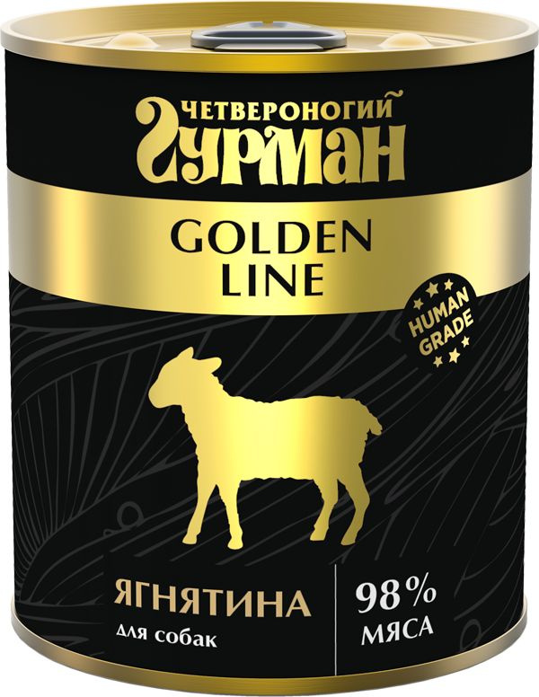 Корм консервированный для собак Четвероногий гурман "Golden line Ягнятина", 6шт х 340 г  #1