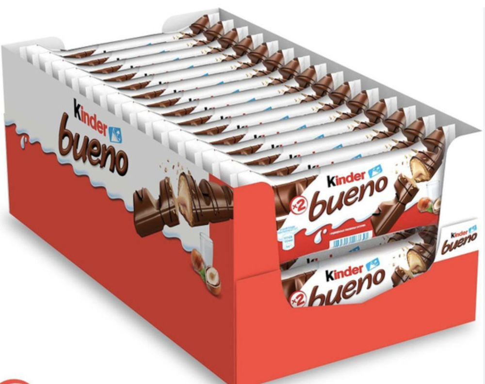 Вафли Kinder Bueno (киндер буэно), в молочном шоколаде шоколаде, 30 шт по 43 г  #1