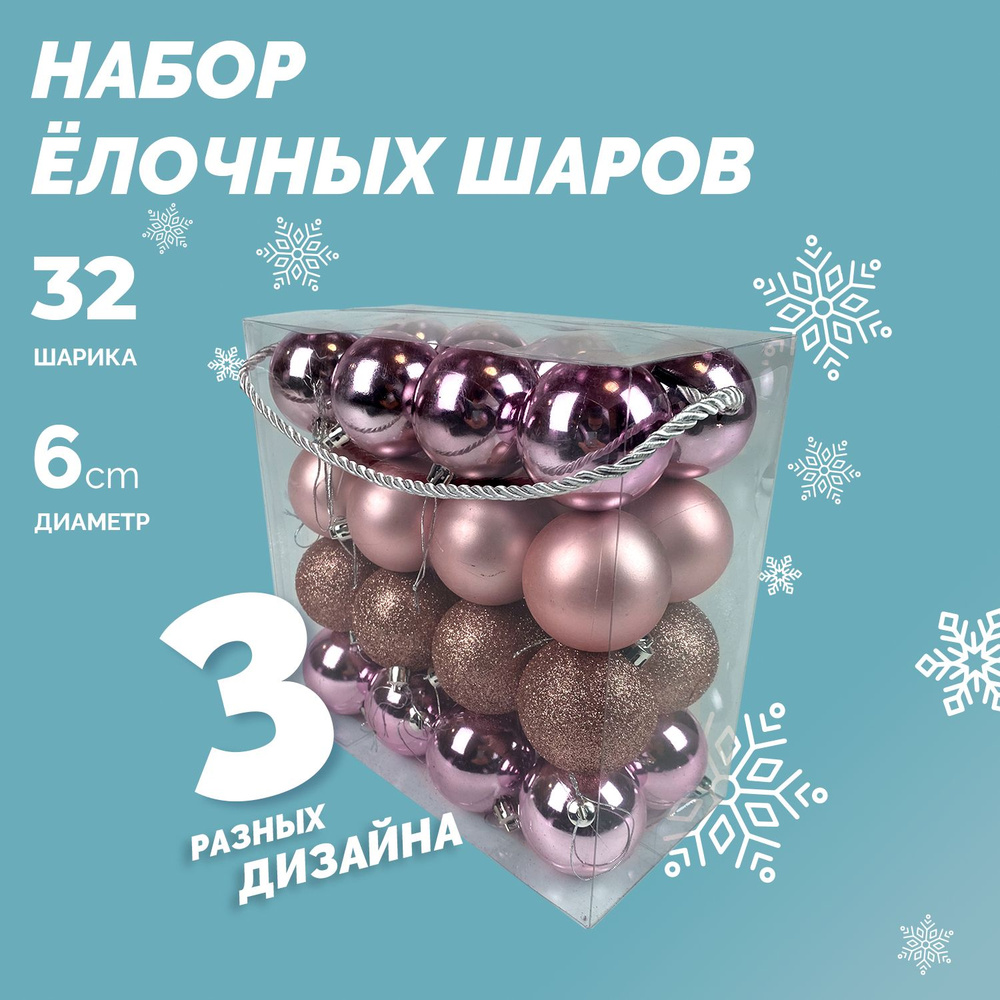 Набор ёлочных шаров С праздничком, диаметр 6 см, купить по выгодной ...