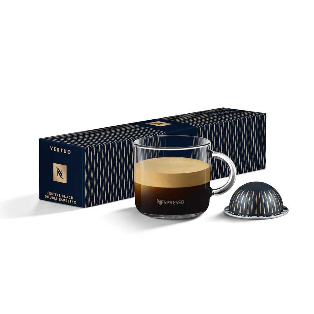 Кофе в капсулах Nespresso VERTUO FESTIVE BLACK DOUBLE ESPRESSO, объем 80 мл, 10 капсул  #1