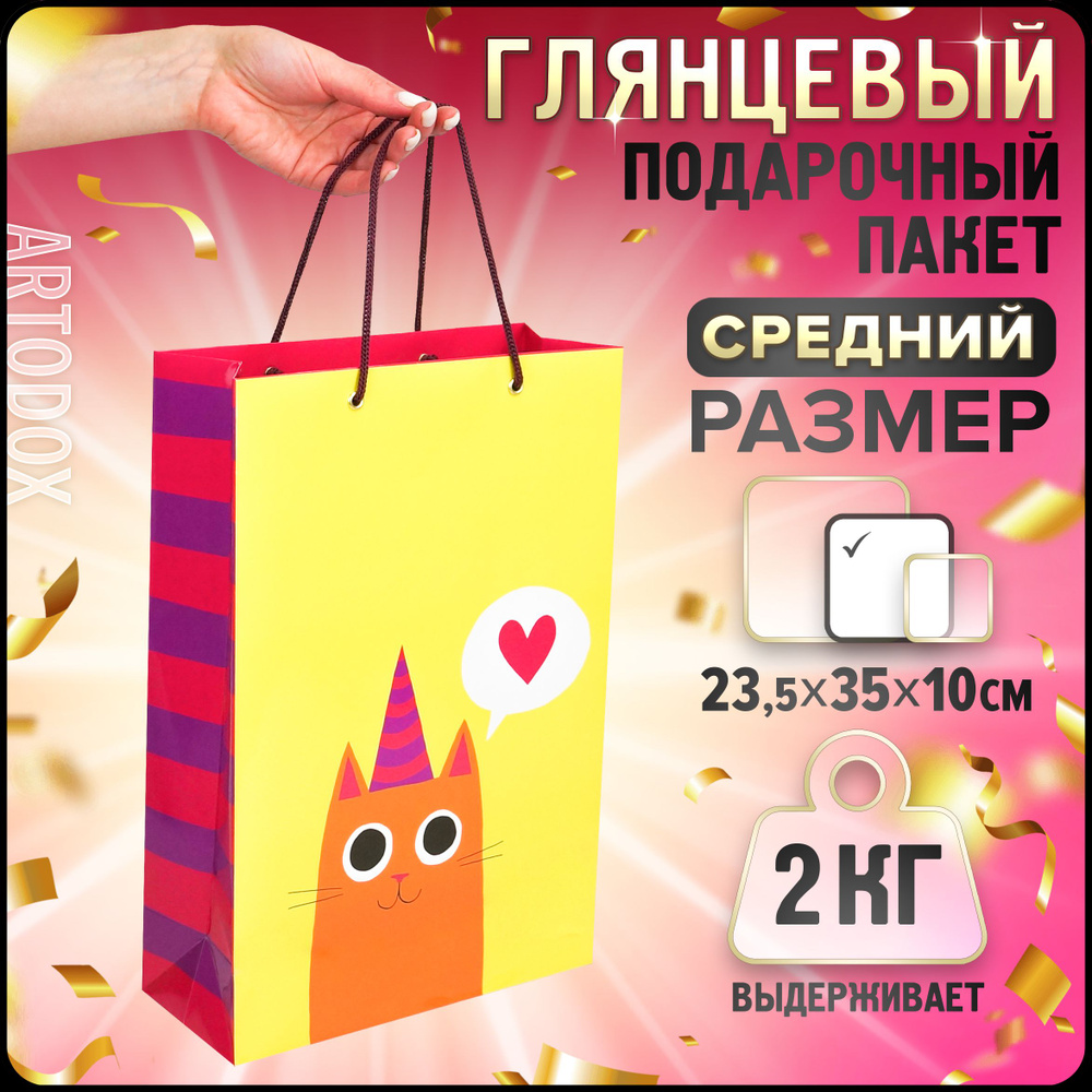 Бумажный пакет для упаковки подарка, 23.5х35х 10 см. 1 шт. #1