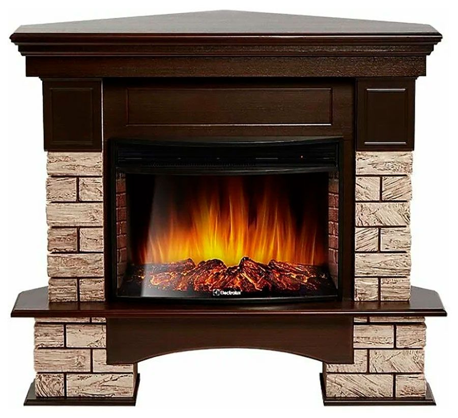 Портал Firelight Forte Wood 25U (угловой), камень коричневый, шпон темный дуб (НС-1305485)  #1