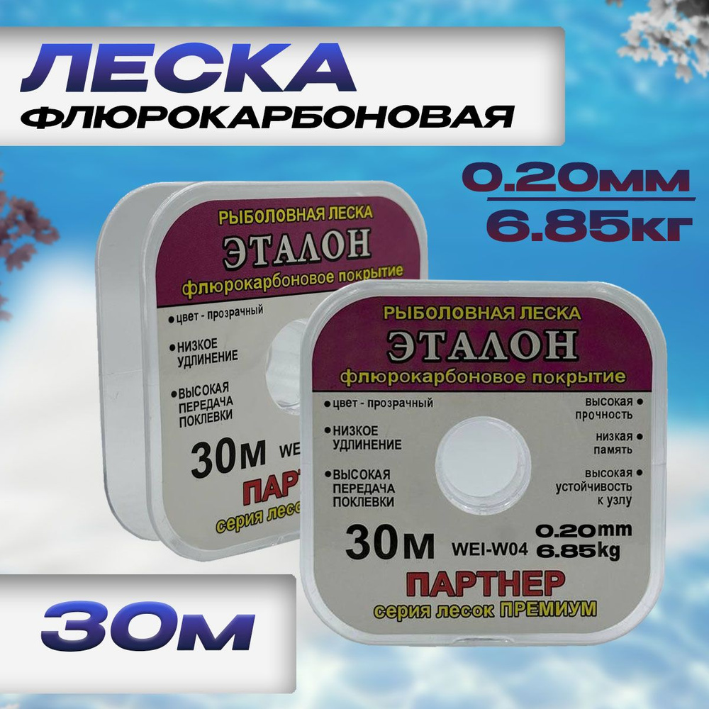 Флюорокарбоновая леска для рыбалки Эталон 0,20mm 6,85kg 30м #1