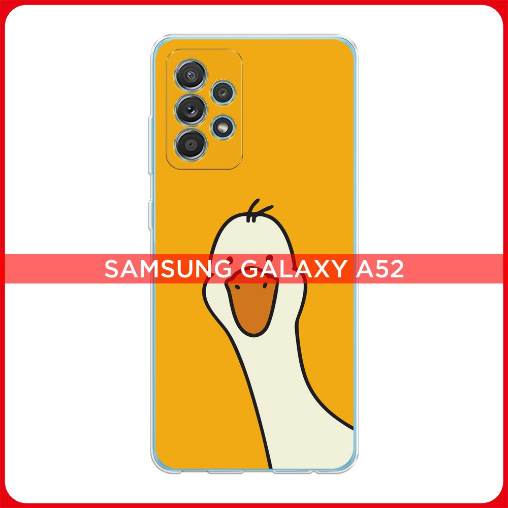 Силиконовый чехол на Samsung Galaxy A52/A52s / Самсунг А52/A52s Утка на желтом фоне  #1