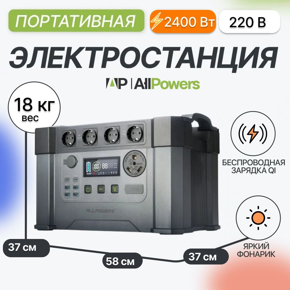 Портативная электростанция 220 в Allpowers S2000 PRO 2400Вт / 405 405 мАч  #1