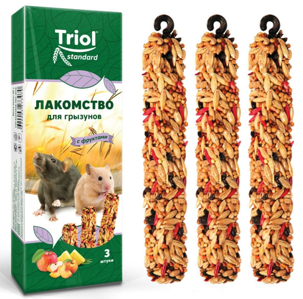 Лакомство для грызунов с фруктами (уп. 3 шт), 80г, Triol Standard #1