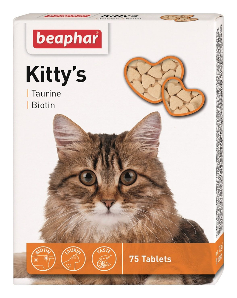 Лакомство для кошек Beaphar Kitty"s+Taurine-Biotine 75 шт #1