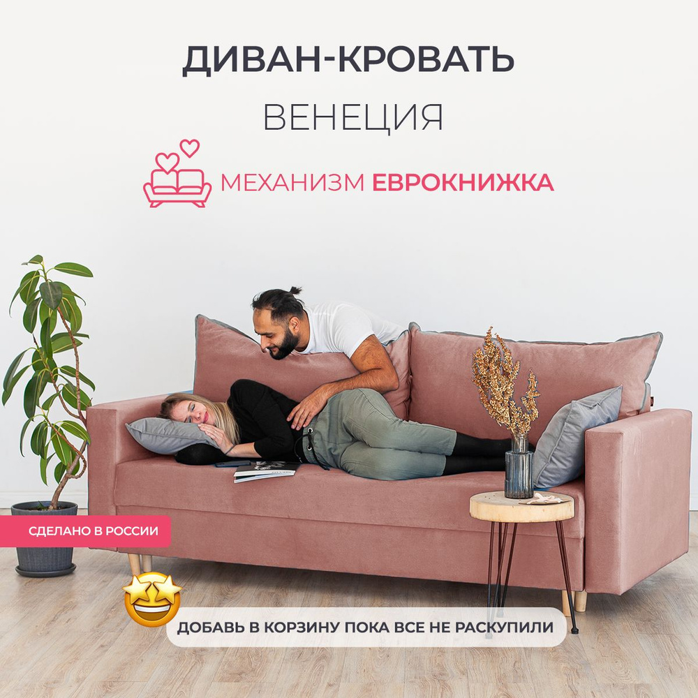 Диван-кровать прямой, механизм еврокнижка , 220 х 96 х 85 см,  #1