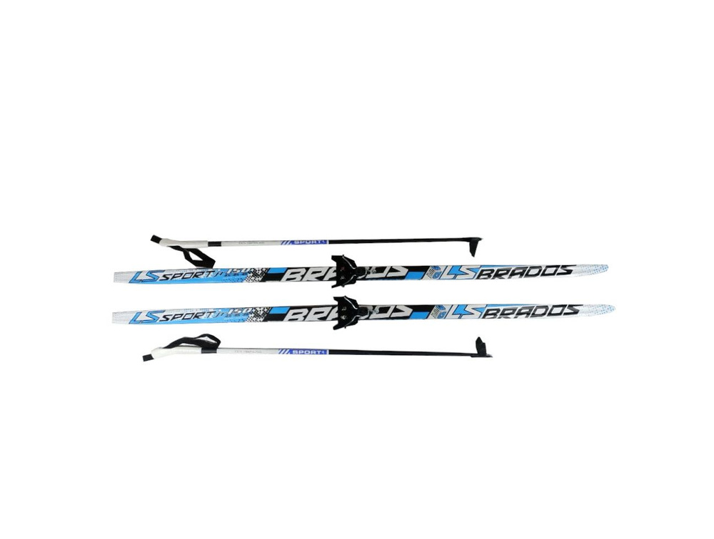 Комплект лыжи палки крепление NN 75 мм STC для мальчиков пластиковые Wood Core беговые и коньковые без #1