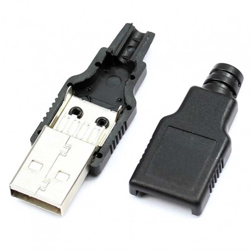 Разъем  USB (А) (папа) на кабель пластик разборный -  с .