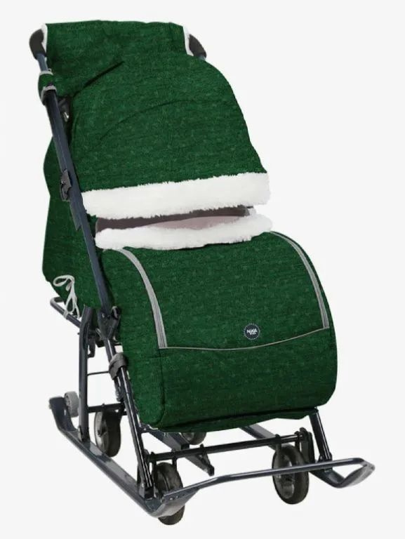 Санки-коляска Ника Детям НД 7-5, в стиле зеленый вязаный #1