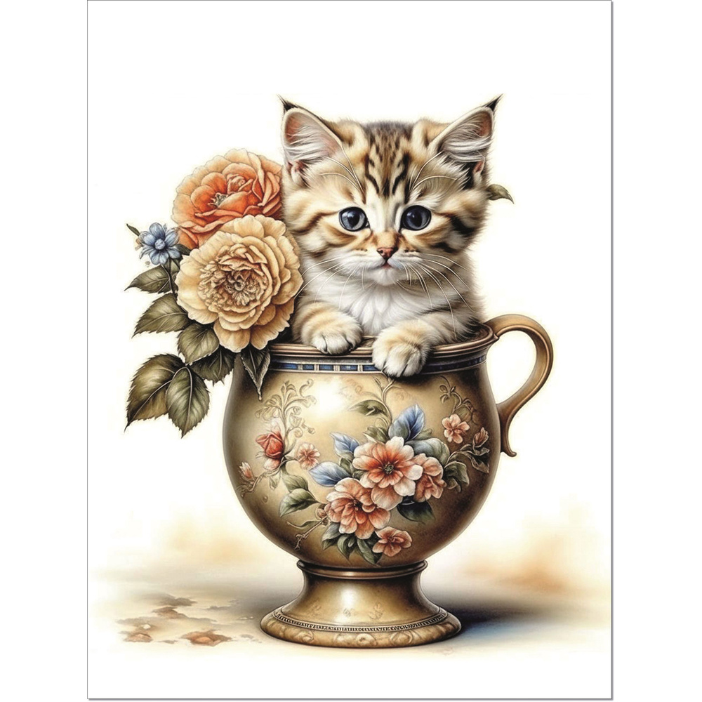 Открытка из серии "Чайные котики" c Soft-touch покрытием, A6, подарочная, почтовая.  #1