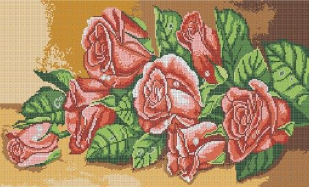 Схема для вышивки бисером "Розы на столе" 43*75 см. #1