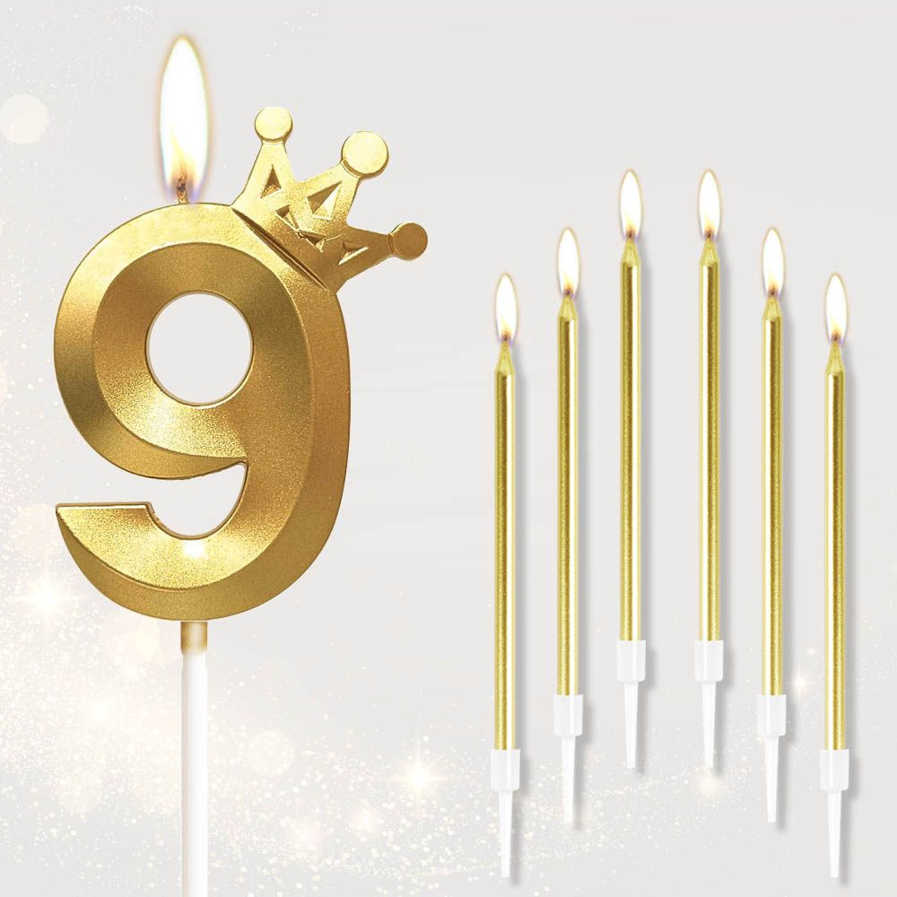 Свечи Для Торта, 3D Дизайн Короны С Алмазной Огранкой, С 6 Тонкими Свечами, Свечи Для Торта Цифры  #1