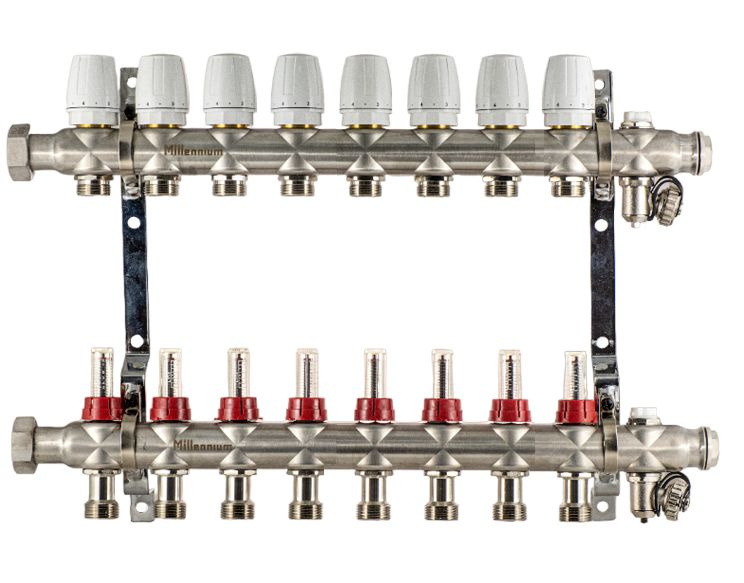 Коллекторная группа Millennium 1", 8 выходов 3/4" нержавеющая сталь (с расходомерами). Арт. KGTP1108 #1