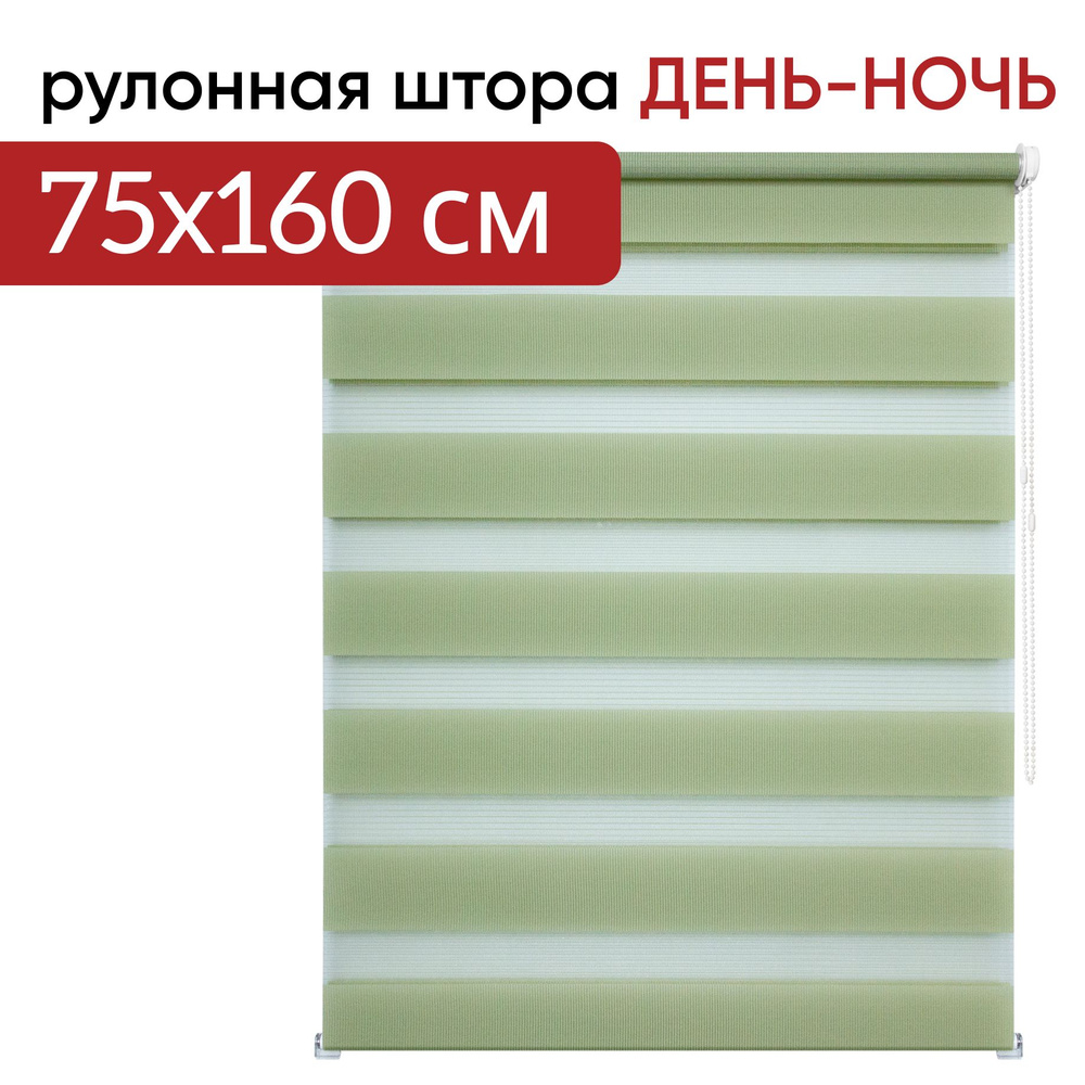 Рулонная штора день ночь 75 х 160 Канзас фисташковый #1