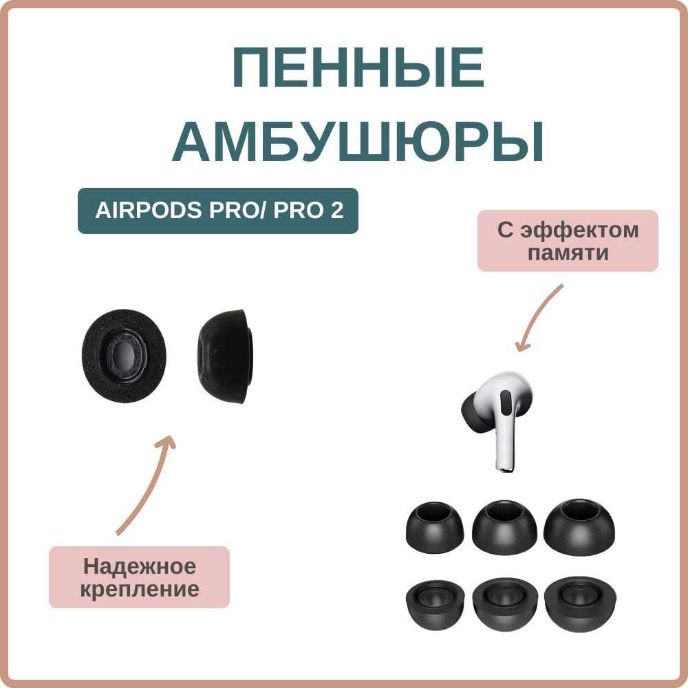 Пенные амбушюры для Airpods Pro / Pro 2 с эффектом памяти #1