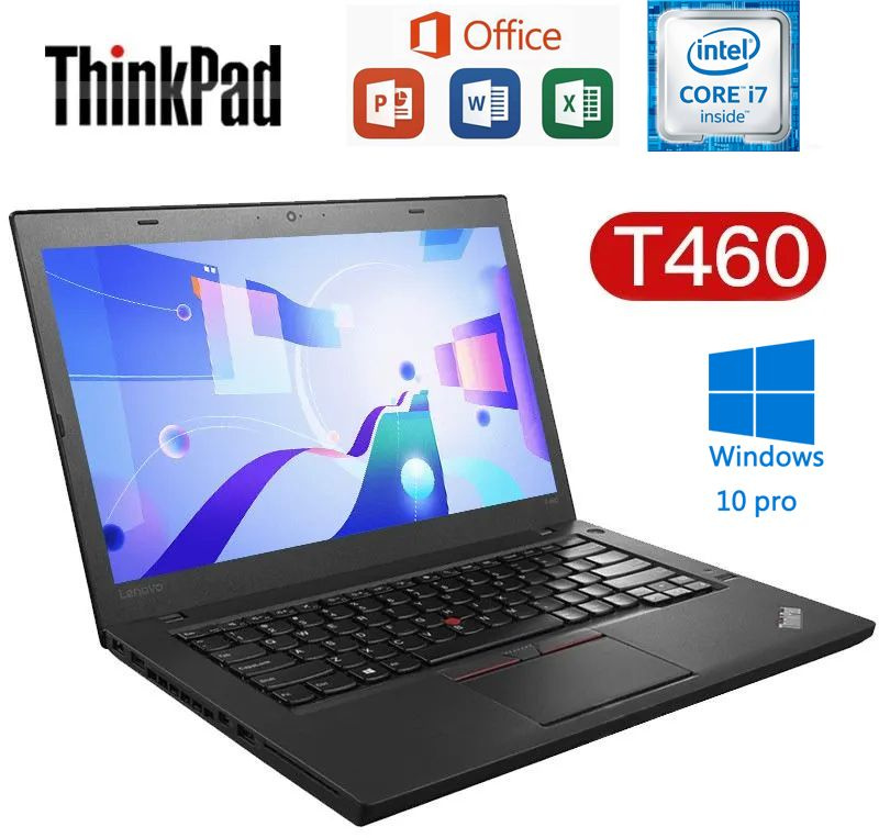 Lenovo t460-i7 Ноутбук 14.1", Intel Core i7-6600U, RAM 16 ГБ, SSD, Intel HD Graphics 520, Windows Pro, #1