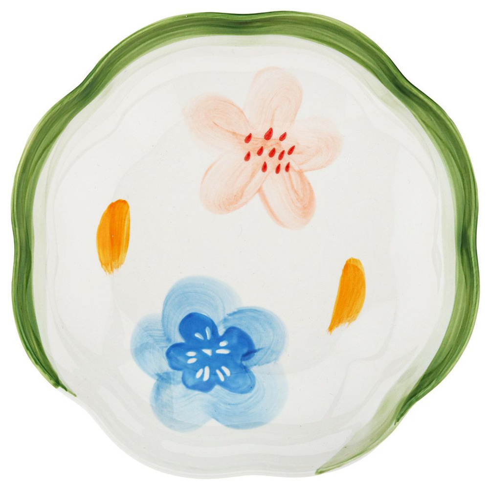Набор тарелок "Лето" из 3 шт. Тарелка глубокая суповая, д205мм h31мм, 500мл, с деколью, форма "цветок", #1