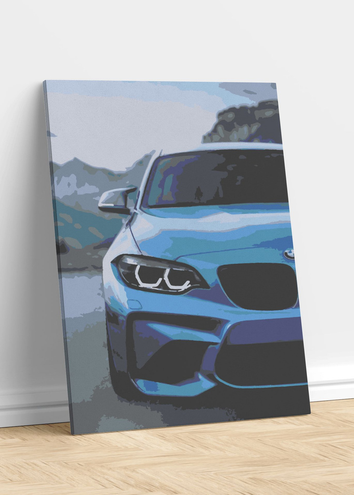 Картина раскраска по номерам 40х50 Машина скорость БМВ BMW  #1