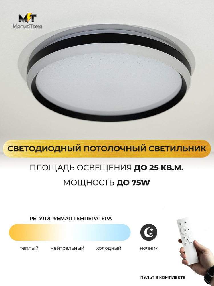 Светодиодный светильник, люстра Кольцо бел/черн 75W #1