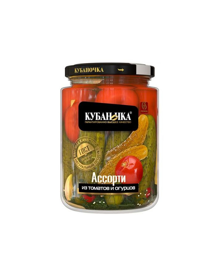 Кубаночка Закуска Ассорти из томатов и огурцов, 720 г, 1 шт  #1