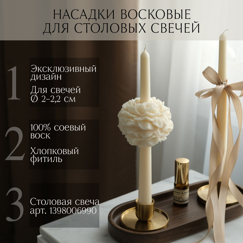 Восковые насадки для столовых свечей BOUGIE 2 штуки - декор для дома и интерьера  #1