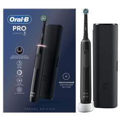 Электрическая зубная щетка Oral-B Pro 3 3500, с визуальным датчиком давления, дорожный футляр, черный Oral-B с экономией до -30%