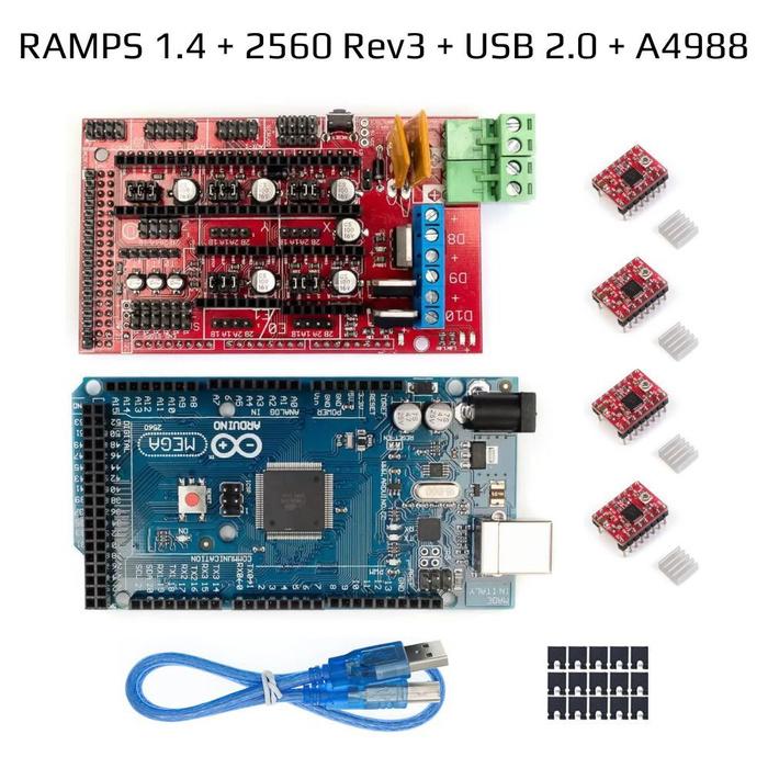 Комплект для 3Dпринтера Reprap Ramps 1.4 + Arduino Mega 2560 + USB 2.0