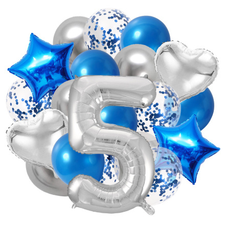 Сине-серебристый набор шаров на 5 лет
