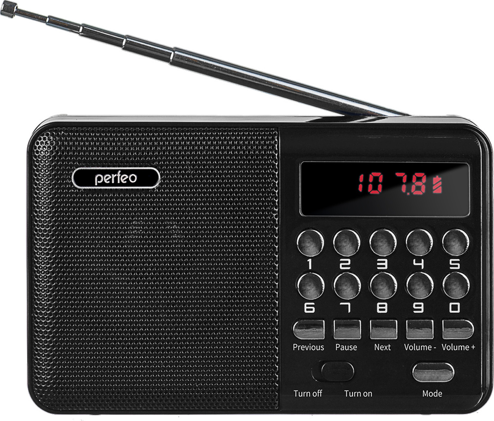 Радиоприемник переносной цифровой Perfeo PALM FM+ 87.5-108МГц/ MP3/ питание USB или аккумулятор 18650/ #1