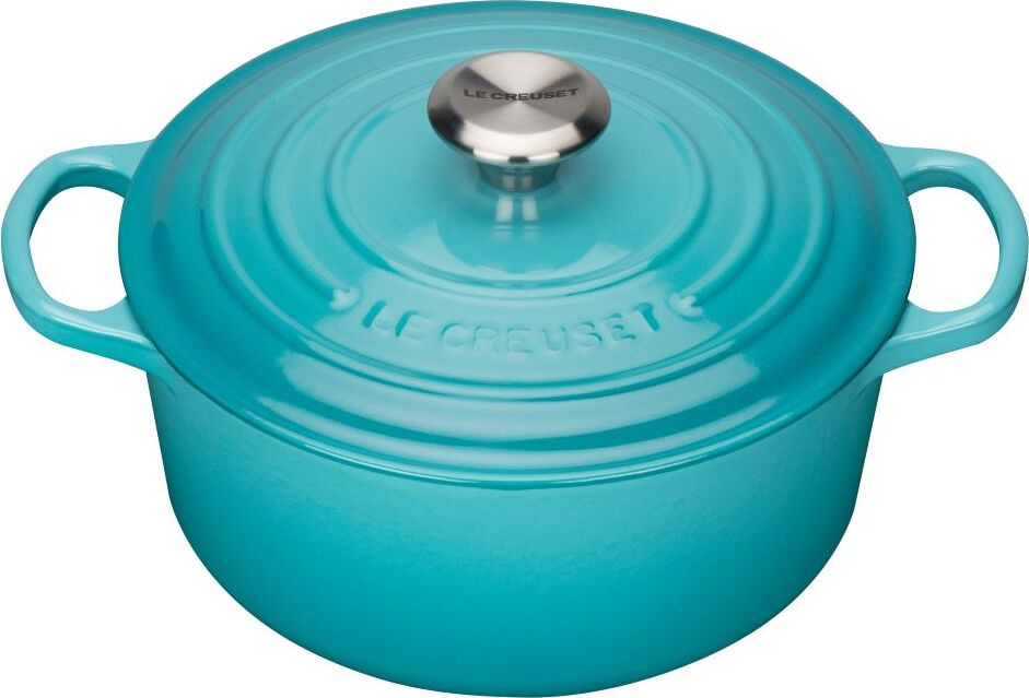 Чугунная эмалированная кастрюля с крышкой Le Creuset, 24 см, 4.2 л, Бирюза (Caribbean)  #1