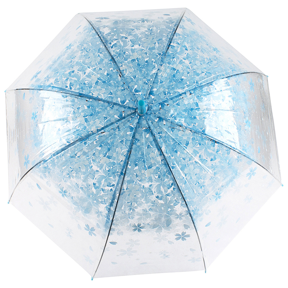 Зонт Прозрачный Цветы синие Эврика / Зонт женский #1