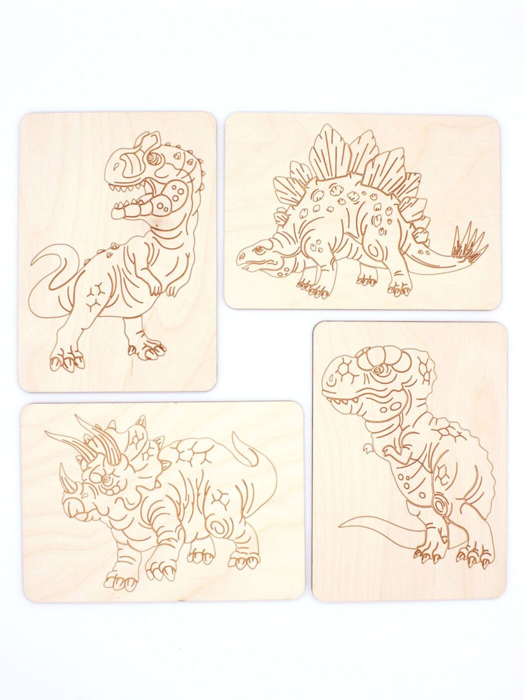 Набор основ для выжигания по дереву, доска для рисования RiForm с рисунком "Динозавры №2"  #1