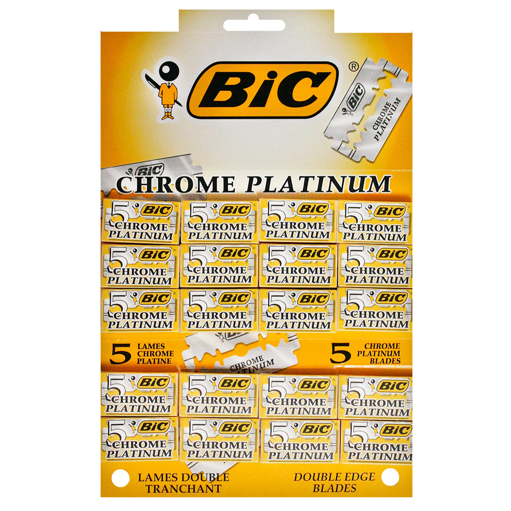 BIC Лезвия "Platinum Chrome", 20 пачек по 5 лезвий (100 лезвий), двусторонние классические для Т-образного #1