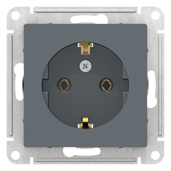 Розетка электрическая System Electric AtlasDesign Грифель с заземлением, 16 А, механизм ATN000743, 1 #1