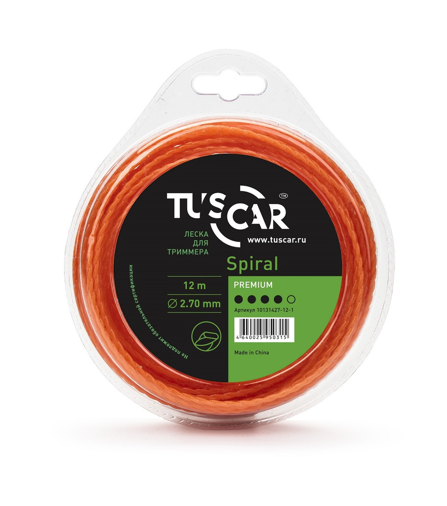 Леска для триммера TUSCAR Spiral Premium, 2.7mm*12m #1