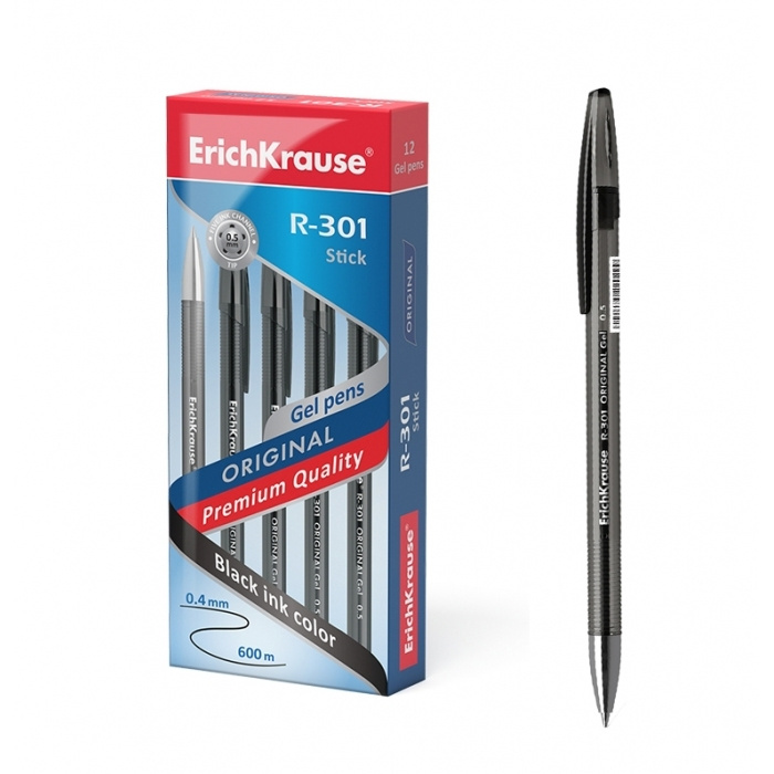 Ручка гелевая ERICH KRAUSE Original Gel 301 черная, 0,5мм., 12шт #1