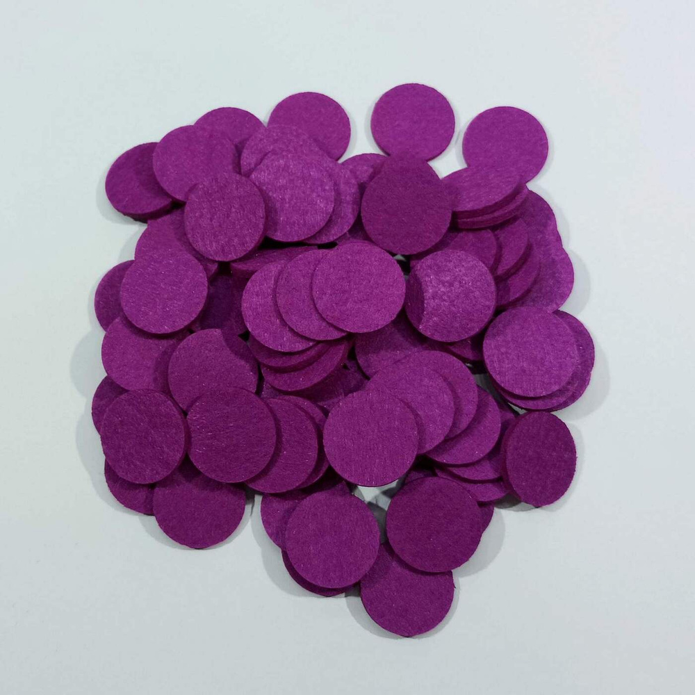 Фетровые кружочки (пяточки) 30 мм, толщина 0,7-1 мм, цвет № 30 ярко-фиолетовый, 240 штук  #1