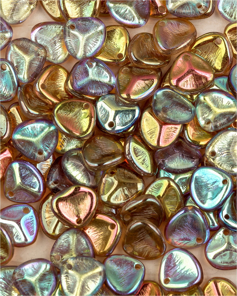 Бусины стеклянные чешские, Rose Petal, 8х7 мм, цвет Crystal Brown Rainbow, 30 шт.  #1