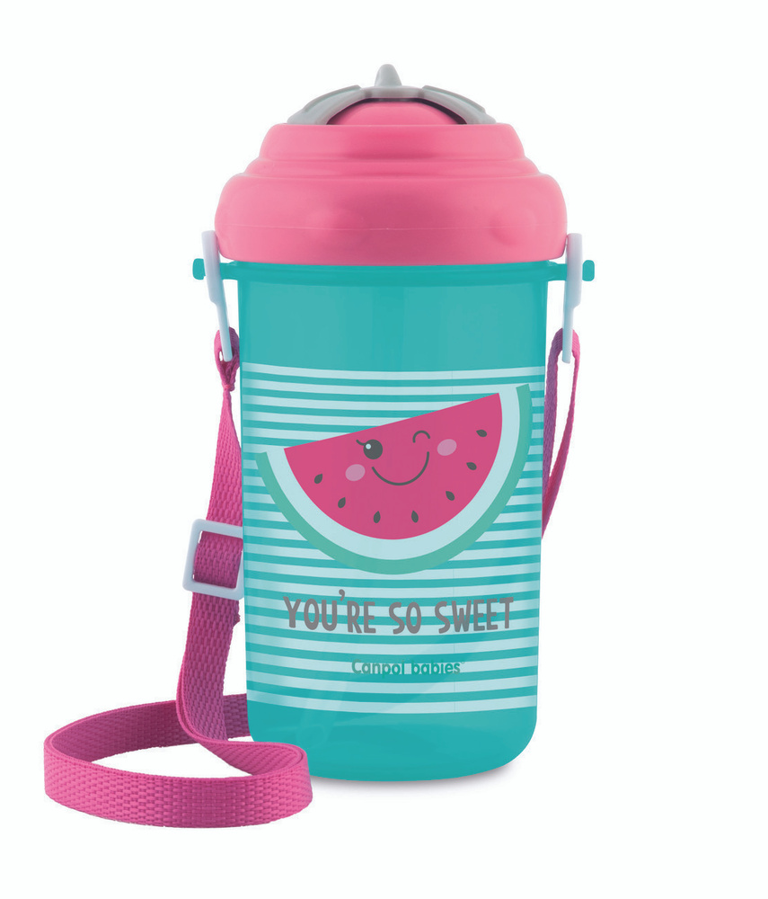Поильник спортивный Canpol Babies с крышкой и трубочкой, 400 мл. 12+, розовый  #1