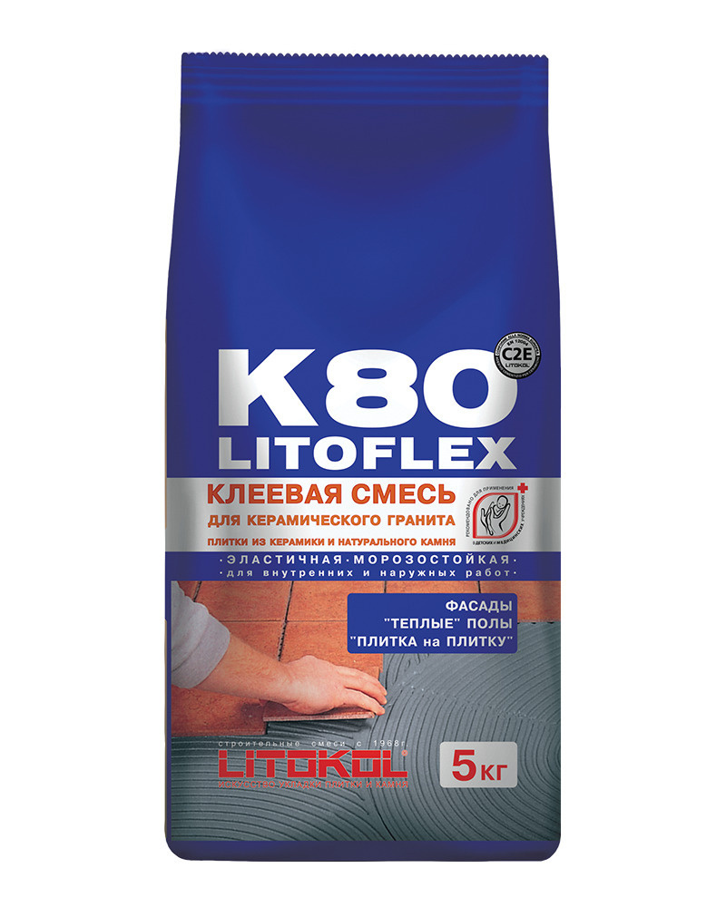 Высокоэластичная клеевая смесь LITOKOL LITOFLEX K80 (ЛИТОКОЛ ЛИТОФЛЕКС К 80), 5 кг  #1