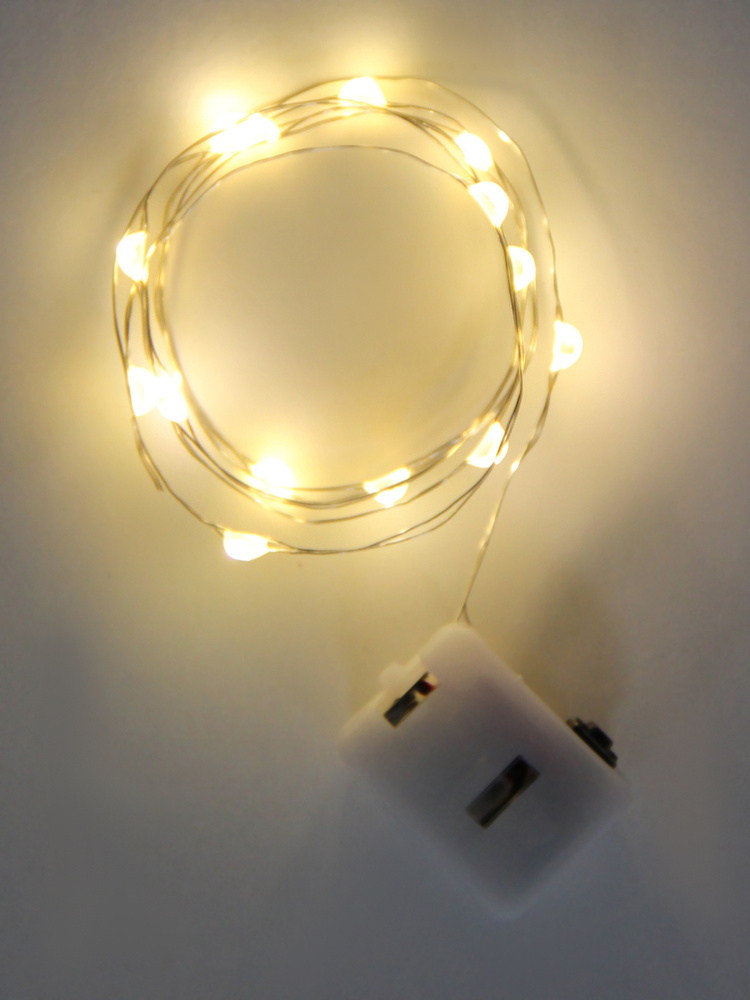 Гирлянда Нить "Роса" 0,8 м, 14 белых теплых LED, на батарейках  #1