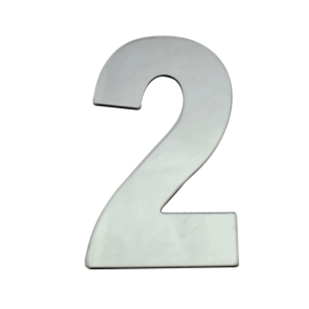 Номер дверной "2" металл, клеевая основа CP (хром) MARLOK #1