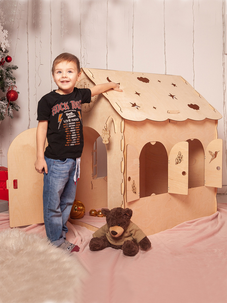 Домик для детей игровой раскраска Крепыш развивающий деревянный большой из фанеры 4 мм.  #1