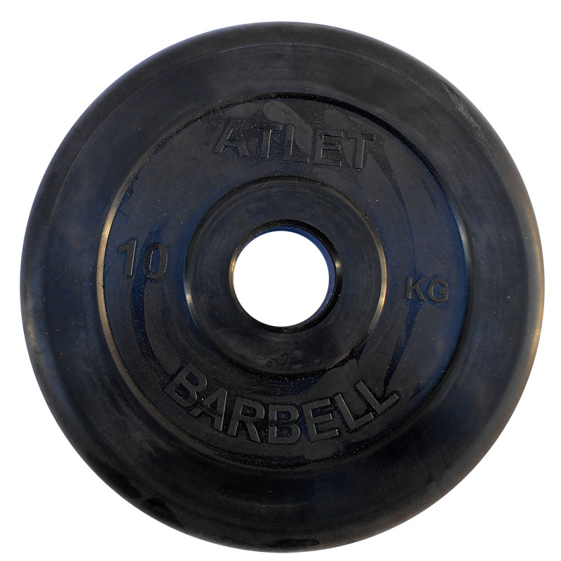 Диск MB Barbell Atlet для штанги и гантелей 10 кг, с резиновой втулкой, посадочный диаметр 51 мм  #1