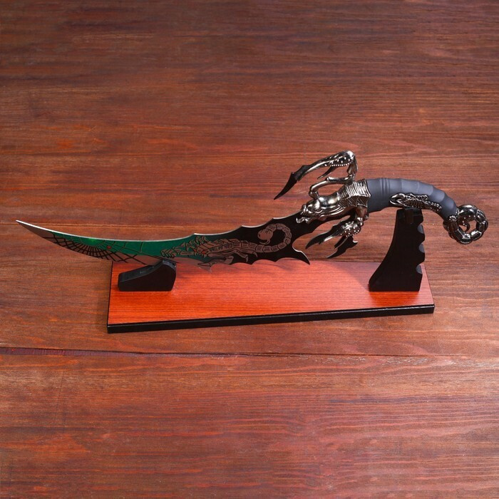 Сувенирный нож на подставке, скорпион на лезвии и рукоятке, 53,5 см  #1